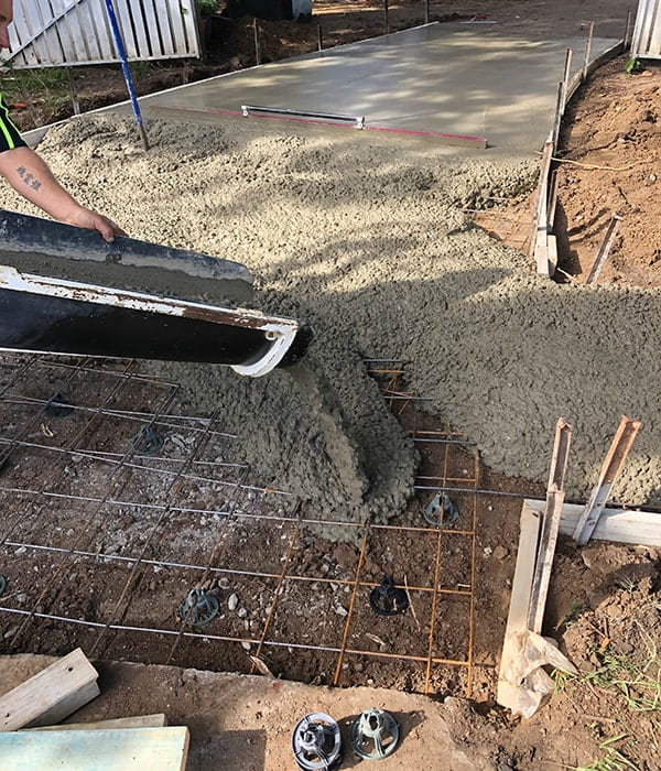 Plain concrete driveway pouring concrete