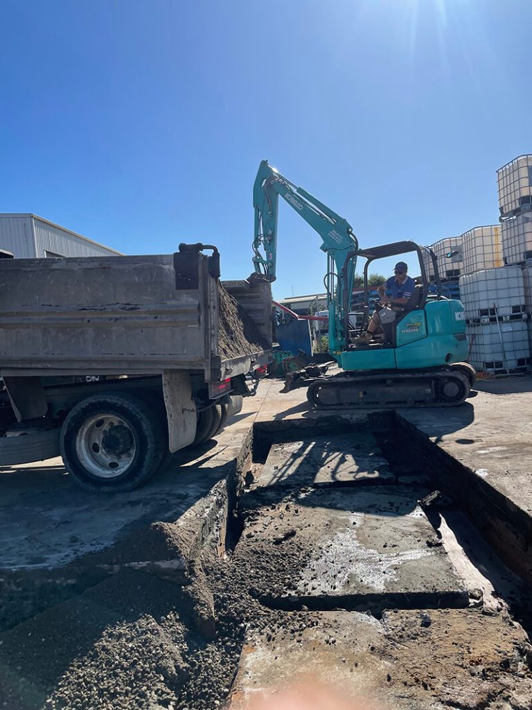 load removed concrete into truck